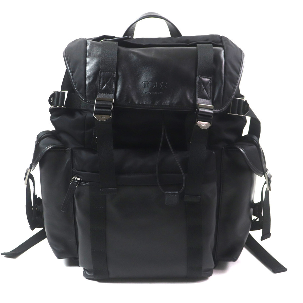 TOD'S XBMTRKG0300SPFB999 Medium Fabric and Leather Backpack with Engraved Log...